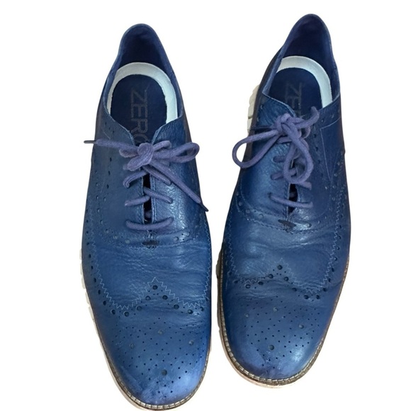 Cole Haan ZEROGRAND Wingtip Oxford Shoes in Blue Leather Sz 13 main image 7